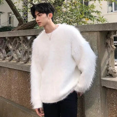 Advbridge 2024 Men Autumn Winter New Oversize Solid Color Knitted Jumpers Male O-neck Sweater Tops Men Long Sleeve Warm Pullovers