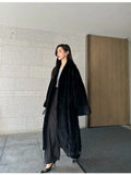 Advbridge Lautaro Autumn Winter Long Luxury Elegant Chic Soft Thick Warm Brown Hairy Faux Mink Fur Coat Women V Neck Fluffy Overcoat 2024