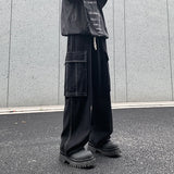 ADVBRIDGE  -  Fashion Big Pocket Men's Cargo Jeans Korean Streetwear Classic Blue Black Denim Trousers Elastic Waist Male Wide Leg Pants
