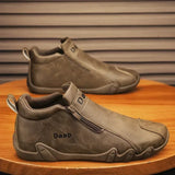 Advbridge Men Leather Shoes Luxury Designer Slip on Loafers Ankle Casual Boots with Zipper Comfortable Formal Dress Flats Driving Moccasin