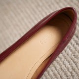 ADVBRIDGE  -  Women's genuine leather round toe sweet bowtie slip-on flats 3cm round low heel elegant ladies slim daily dress shoes for woman
