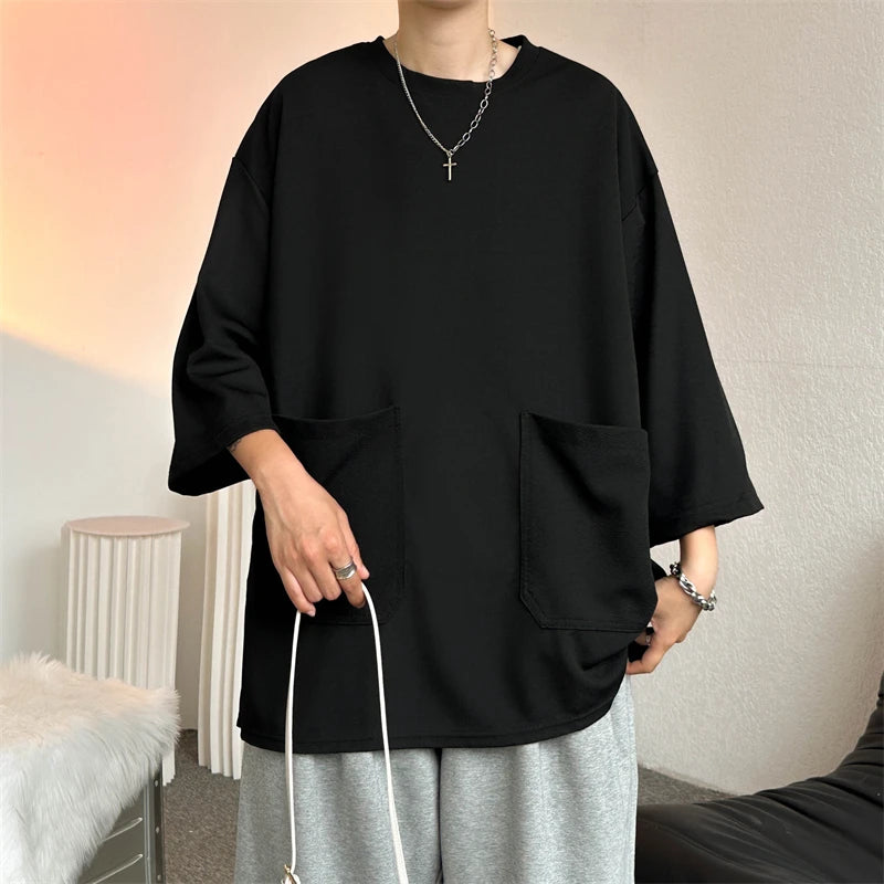 ADVBRIDGE  -  Male Good Quality T-Shirts Men Summer Sale Cotton Male T Shirt Short Sleeves Solid Tee Shirt Boys Basic Plain Tops 2025 Q73