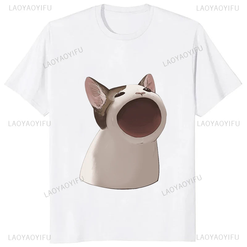 Advbridge Funny Kawaii Cat Meme Graphic Couples T Shirt Dance Happy Cartoon Casual Fashion Women Tshirt Loose Soft Harajuku Man T-shirt