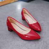 Advbridge 2024 Spring/Summer Autumn Single Shoes Korean Edition Pointed Thick Heels Women's Lacquer Leather High Heels Summer Casual Shoes