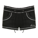 Advbridge Coquette Contrast Stitching Mini Shorts Sexy Women Low Rise Drawstring Bottoms Korean Y2K Aesthetic Kawaii Short 2024