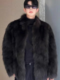 Advbridge Fur imitation Thickened Men Faux Fox Fur Coat Male Warm Overcoat Long Sleeve New Winter Faux Fur Jacket Fluffy Plush Fur Coats