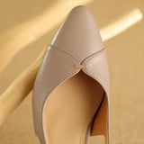 ADVBRIDGE  -  Women's sheepskin 4cm thick med heel pointed toe slingback sandals elegant ladies slim daily dress pumps heeled shoes for woman
