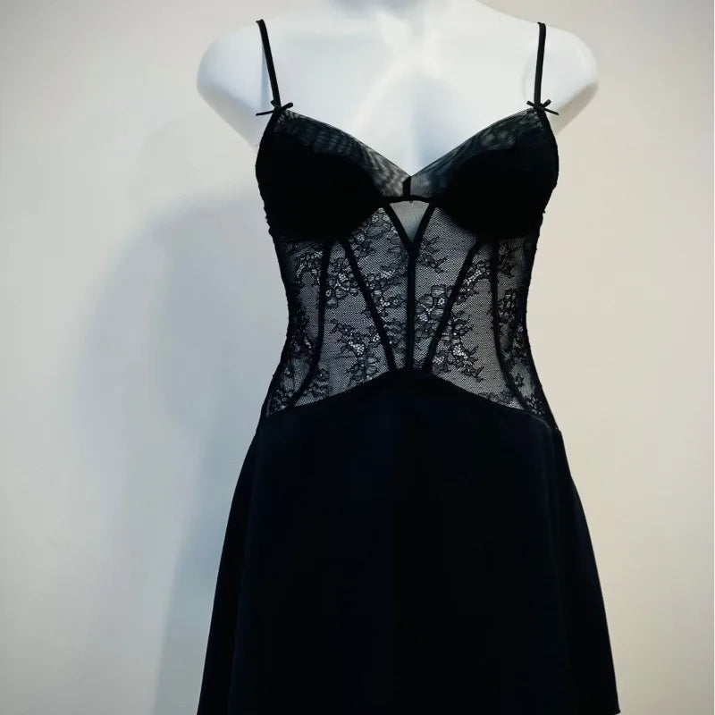 ADVBRIDGE  -  Beauty Back Nightgowns Women Sleepwear Sexy Lingerie V-neck Suspender Nightdress Female Slim Waist Thin with Chest Pad Nighties