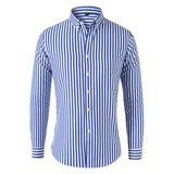 ADVBRIDGE  -  Trendy Men's Slim Fit Striped Long Sleeve Shirt - Breathable Cotton Casual  Office Wear, Fall-Winter Fashion Essentials