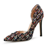 Advbridge New Pumps Sexy Black Woman High Heels Elegant Party Heeled Genuine Leather Pointed Toe Luxury Braid Temperament OL Women's Shoes