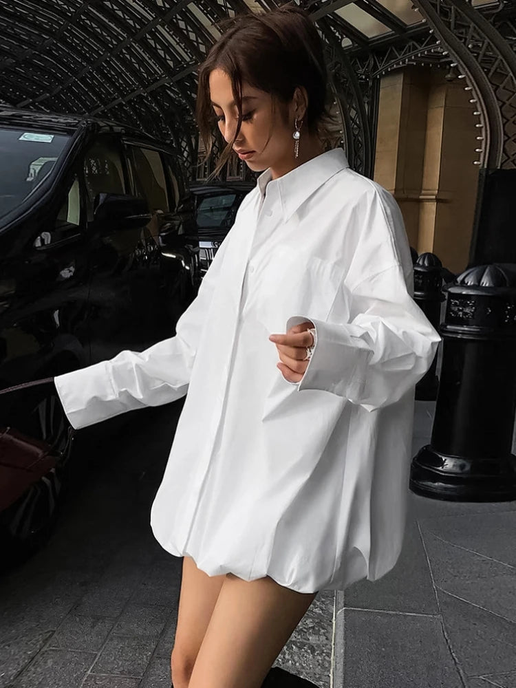 Advbridge Oversized Shirts Dress Women 2024 New Fashion Baggy Turn Collar Cover-up Femme Casual Loose Holiday Beach Dresses Womens