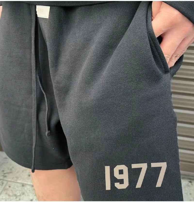 Advbridge Men's 1977 Summer Streetwear Basketball Casual Cotton Shorts Gym Fitness Sports Running Workout Jogger Short Pants Sweatpants