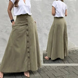 ADVBRIDGE  -  Elegant French High Street Long Skirt Y2k Aesthetic Front Single Breasted Design A-line Temperament Jupe New Harajuku Punk Skirt