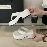 ADVBRIDGE  -  White Flip Flops Woman Slippers Black Chunky Platform Heels Sandals Summer Ladies Shoes Pink Sandalias De Mujer 2025