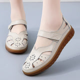 ADVBRIDGE  -  Summer Women Breathable Leather Sandals Ladies Comfortable Flats Walking Slippers Covered Toe Beach Shoes Female Casual Shoes