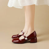 Advbridge Chunky Block Pumps for Women Slip On Low Heel Closed Round Toe Dress Classic Mid Square Shoes Wedding Party Office Lady  Shoes