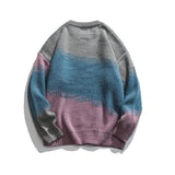 Advbridge Men Trendy Japanese Vintage Gradient Casual Knitted Sweater Autumn Winter Round Neck Long Sleeve Loose Pullover Tops Y2K Jumper