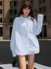 Advbridge Oversized Shirts Dress Women 2024 New Fashion Baggy Turn Collar Cover-up Femme Casual Loose Holiday Beach Dresses Womens