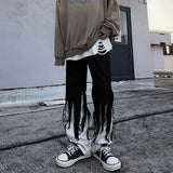 Advbridge Hip-hop Black Trousers Loose Large Size High Street Fashion Brand Men and Women Floor-length Straight Jeans