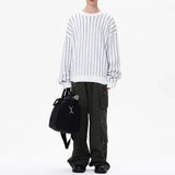 Advbridge Autumn Men's Luxury Striped Knit Pullover Sweater Long Sleeve Casual Streetwear Loose Stylish Leisure Korean Popular Knitwear