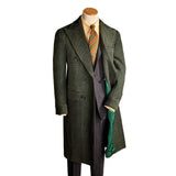Advbridge Men Long Coat Overcoat Double Breasted Green Warm Woolen Pockets Business Causal Daily Tailored