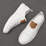 ADVBRIDGE  -  Cowhide Small White Shoes Spring and Summer New Low Top Men's Casual Shoes Breathable Leather Board Shoes Men's Shoes