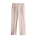 Advbridge Men's Luxury Naples Slim-fit High Waist Woolen Dress Pants Fashion Solid Color British Retro Premium Elegant Leisure Trousers