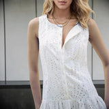 ADVBRIDGE  -  Summer New Simple Commuting Slim Sleeveless Single - Breasted Dress for Women, Mini Dress