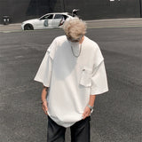 ADVBRIDGE  -  New Men's Fashion Cotton T-shirt Short Sleeve Casual Men's T-shirt Round Neck Loose Solid Color Men's Top T-shirt Q69