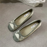 ADVBRIDGE  -  Fashion Elegant Red Ballerinas Women Pumps Slip on Loafers Round Toe Square Heels Bowknot Casual Spring Autumn Low Heel Shoes