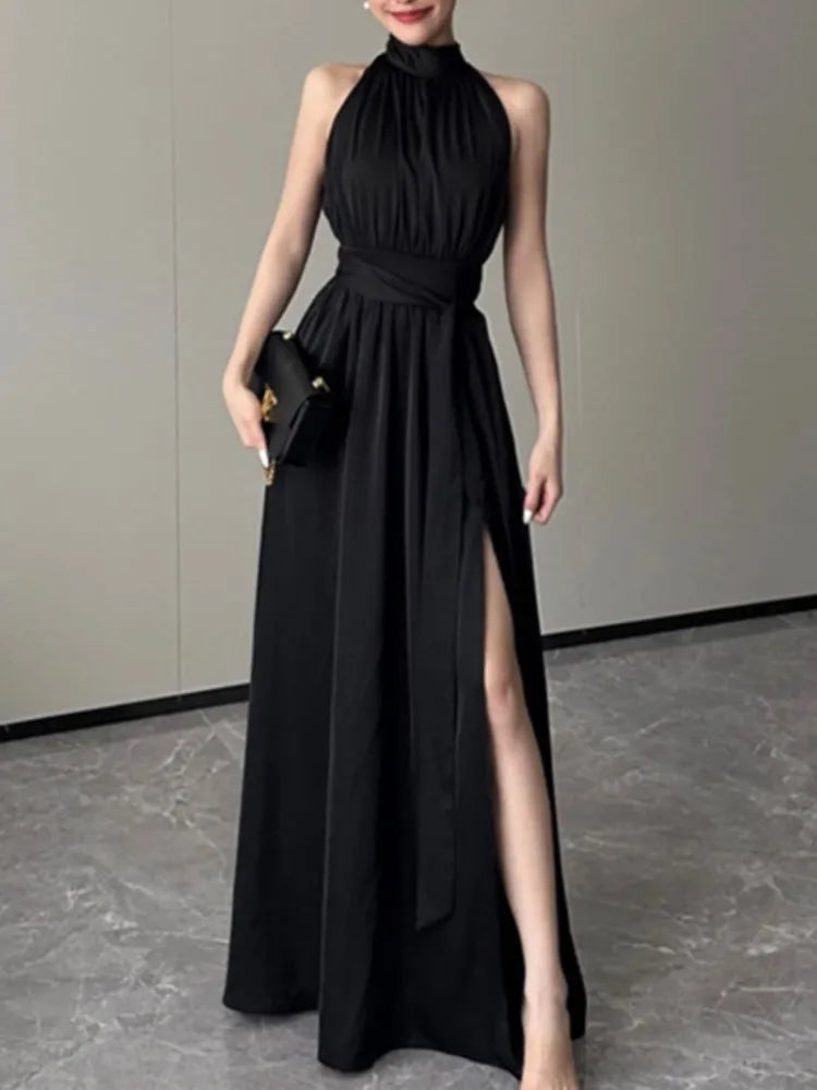 Advbridge Vintage Women Casual A-Line Slim Summer Dress Sleeveless Solid Elegant One Pieces Sexy White Black Vestidos Female Clothings