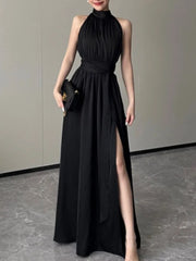 Advbridge Vintage Women Casual A-Line Slim Summer Dress Sleeveless Solid Elegant One Pieces Sexy White Black Vestidos Female Clothings