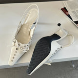 Advbridge High Heels Designer Sandals Women Summer 2024 Pointed Toe Pumps Women Lace Up Bow Fashion Low Heel Slingback Sandals Female