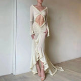 ADVBRIDGE  -  Women's Autumn and Winter New Retro Style Lace Spliced Hollow Hot Girl Dress Elegant Sexy Party Dress Club Clothing