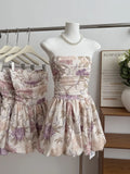 ADVBRIDGE  -  Sexy Strapless Dresses for Women's French Style Printed Retro Dresses Summer Fashion Vestidos mujer