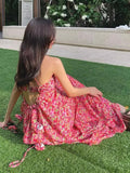 Advbridge French Suspender Floral Dress For Women In Summer With A Hollow Neck Design, Exuding A Slimming And Slimming Temperament