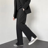 Advbridge Grey Khaki Black Suit Pants Men Fashion Society Mens Dress Pants Korean Loose Straight Wide Leg Pants Mens Formal Trousers
