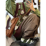 Advbridge Vintage Flower Sweater Vest Women Japanese Harajuku Sleeveless Knitted Pullovers Print Waistcoat Knitwear Streetwear Jumpers New