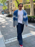 Advbridge Striped Plush V-neck Cardigan Men's Loose Casual Brushed Knitted Sweater Trendy Simple Versatile Harajuku High Street Coats