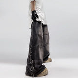 Advbridge American Style Oversized Pocket Retro Baggy Jeans Men Y2k Hip Hop Punk Wide Leg Straight Overalls Black Denim Pants Streetwear