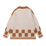 Advbridge Fashion Oversized Men Women Streetwear Retro Checkerboard Stitching Knitted Sweaters 2022 Autumn Casual College Pullovers Hombre