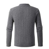 Advbridge Fashion Twist Ribbed Sweater Men Casual Long Sleeve Half Collar Loose Knitted Pullover Tops Mens Fall Winter Solid Zip Jumper