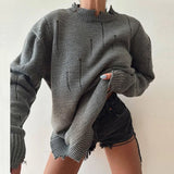 Advbridge Early Autumn Hollow Out Jumper Top OL Round Neck Loose Lady Sweater All Match Women Long Sleeve Solid Knitted Pullover