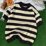 ADVBRIDGE  -  Striped Men'S Tee Clothing Cartoon Home Tee Clothing Popular Youth Contrast Color T Shirt Retro Funny Short Sleeve Q242