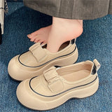 ADVBRIDGE  -  Shallow Mouth Single Shoe Breathable One Foot Sports Thick Soled Women Shoes Casual Sponge Cake Low Heel Solid Color Women Shoes
