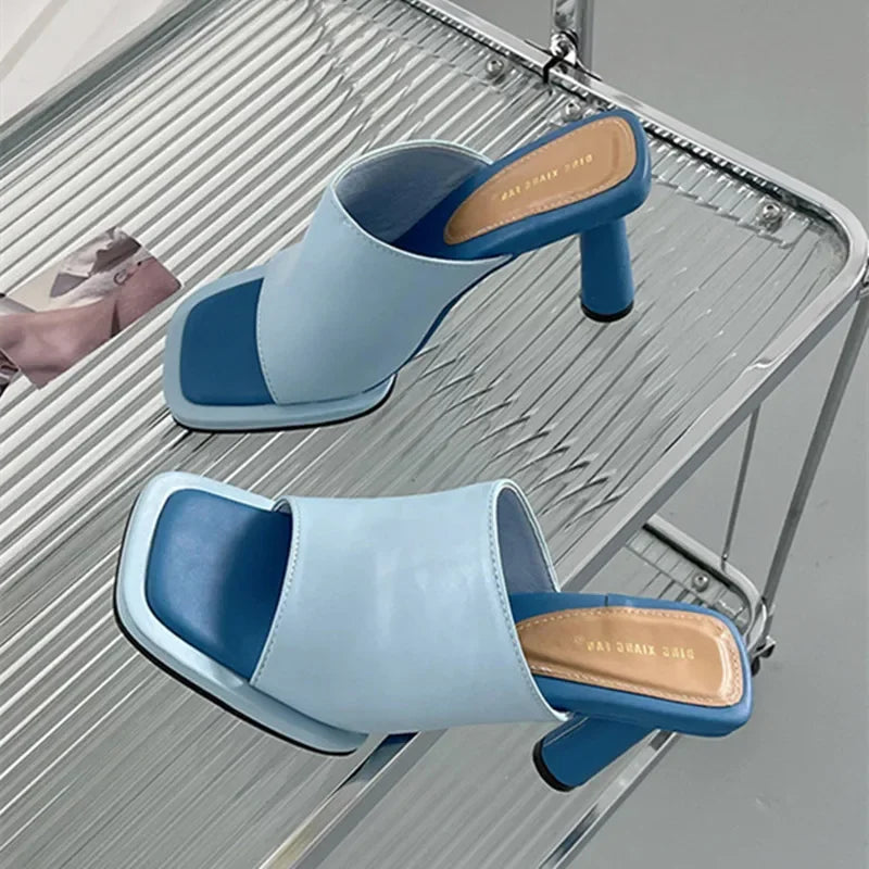 ADVBRIDGE  -  Summer Luxury Design Slipper Women Fashion Platform Square Toe High Heel Ladies High Quality Slides Outdoor Dress Party Sandals