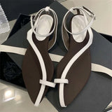 ADVBRIDGE  -  Summer Pointed Clip Toe Flat Heels Women Sandals Fashion Buckle Strap Casual Beach Party Flip Flops Shoes