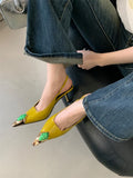 ADVBRIDGE  -  Spring Design Inlay Diamonds Woman Pumps Sexy Thin Low Heels Pointed Toe Elegant Slingbacks Prom Banquet Mules Shoes