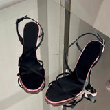 ADVBRIDGE  -  Satin Color Block Stiletto High Heels with One Belt New Summer Temperament Versatile Sandals