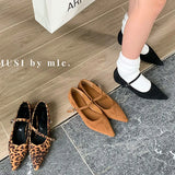 ADVBRIDGE  -  Fashion Brand Leopard Flats Shoes Women Ballerina Loafer Slip On Soft Moccasins Pointed Toe Mary Jane Dress Red Brown Mujer